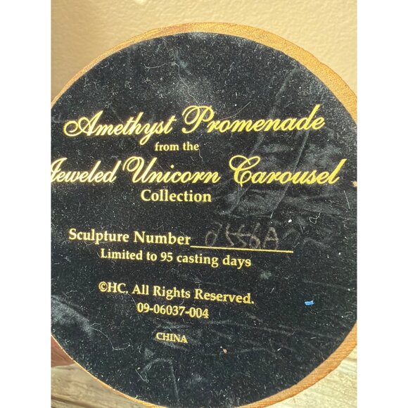 Hamilton Collection "Amethyst Promenade" Jeweled Unicorn Carousel Figurine 2004 - Picture 12 of 12